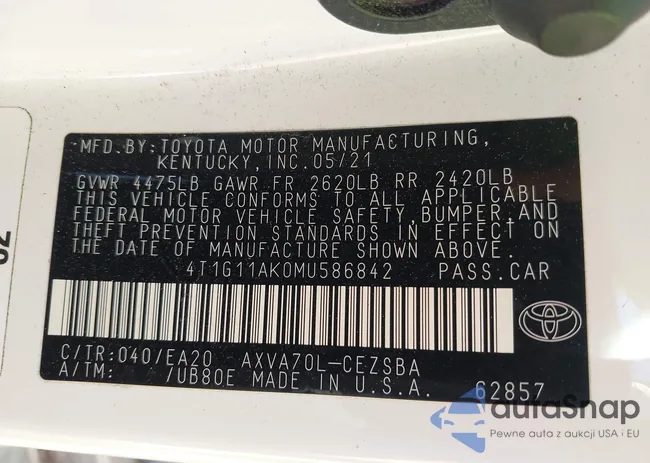 4T1G11AK0MU586842: 42657687