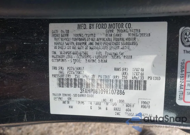 3FAHP08109R107886: 42657705