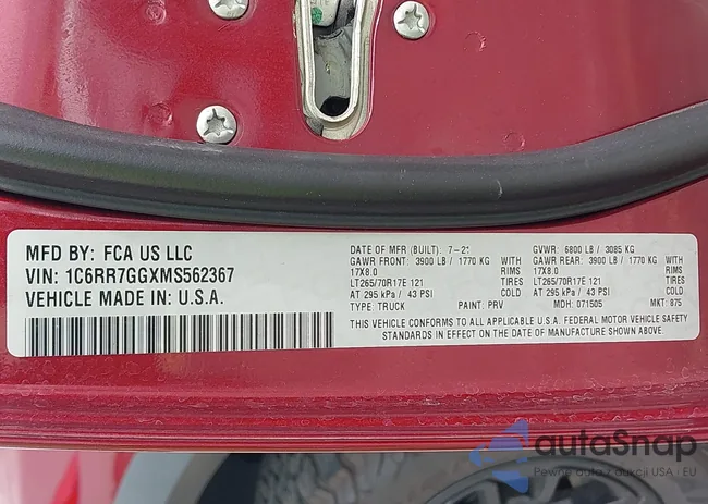 1C6RR7GGXMS562367: 42657889