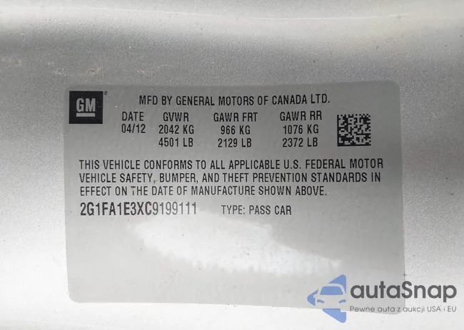 2G1FA1E3XC9199111: 42657900