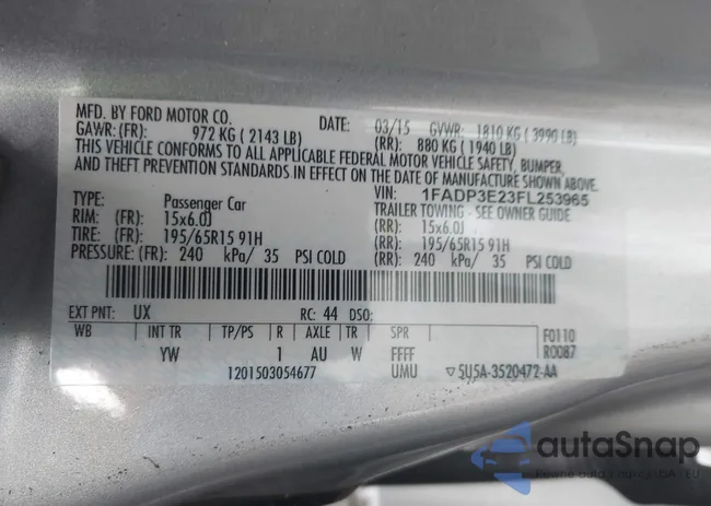 1FADP3E23FL253965: 42656946