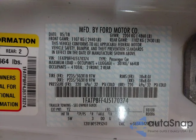 1FATP8FF4J5170374: 42657141