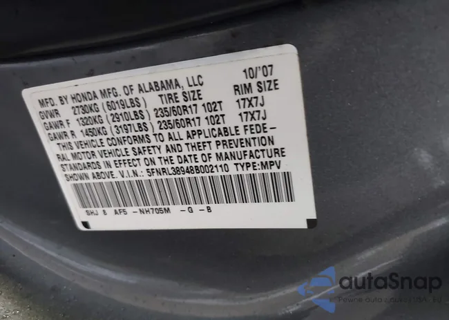 5FNRL38948B002110: 42657142