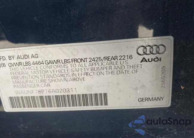 WAUNF78P76A020311: 42657199