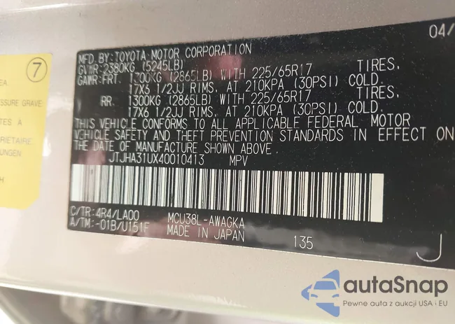 JTJHA31UX40010413: 42657220