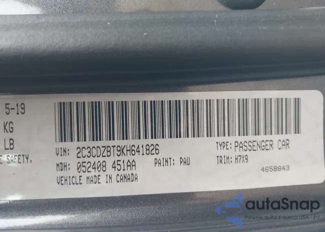 2C3CDZBT9KH641826: 42657257