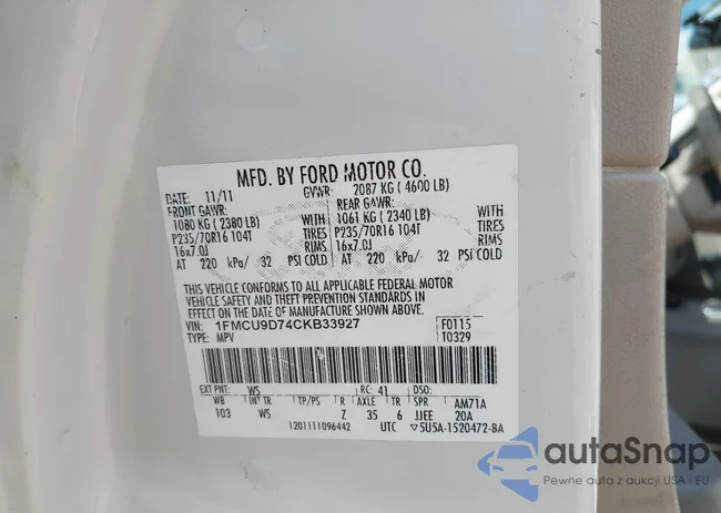 1FMCU9D74CKB33927: 42657298