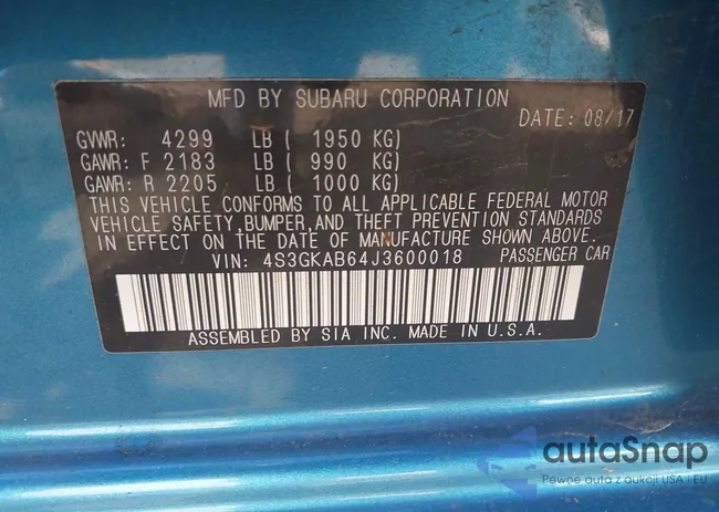 4S3GKAB64J3600018: 42658361