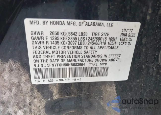 5FNYF6H50HB083964: 42658688