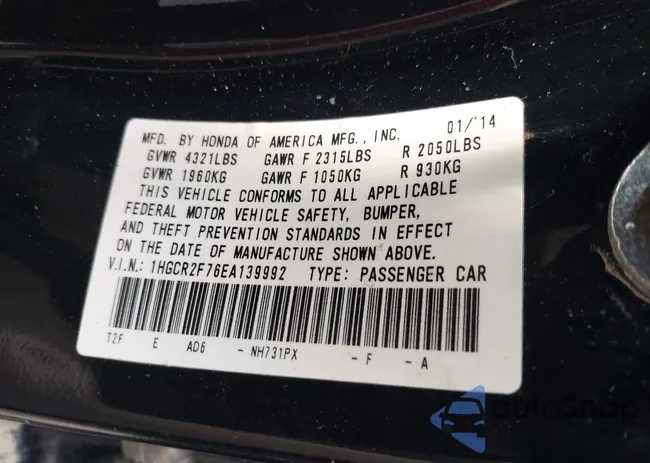 1HGCR2F76EA139992: 42658732