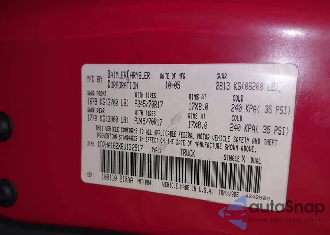 1D7HA162X6J132917: 42658876