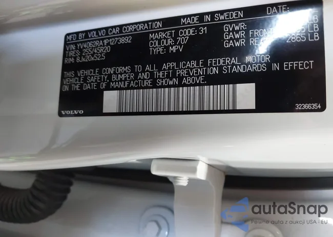 YV4062RA1P1273892: 42658890