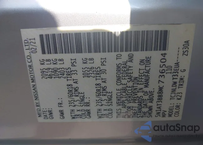 5N1AT3BB8MC736504: 42657920