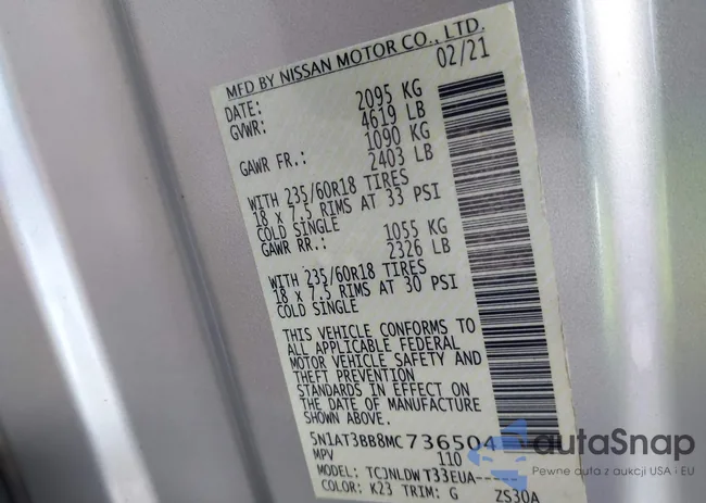 5N1AT3BB8MC736504: 42657920