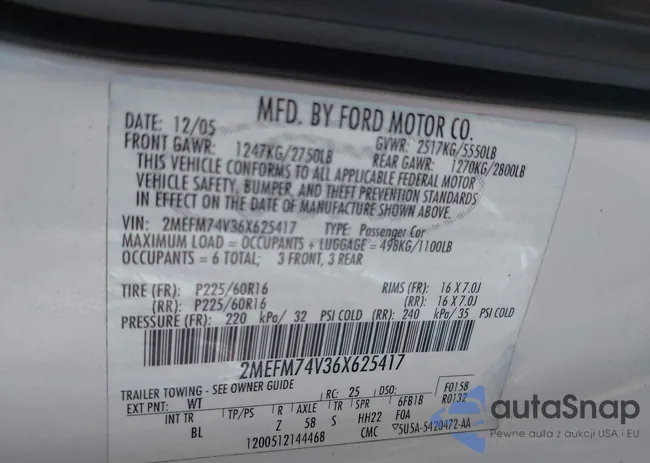 2MEFM74V36X625417: 42657990