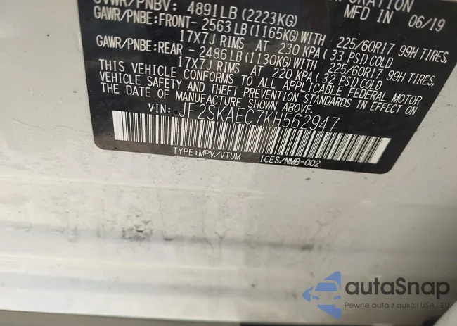 JF2SKAEC7KH562947: 42658091