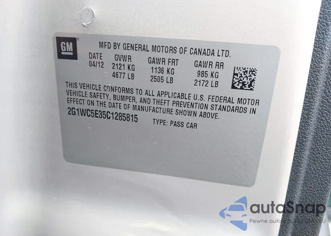 2G1WC5E35C1285815: 42658238