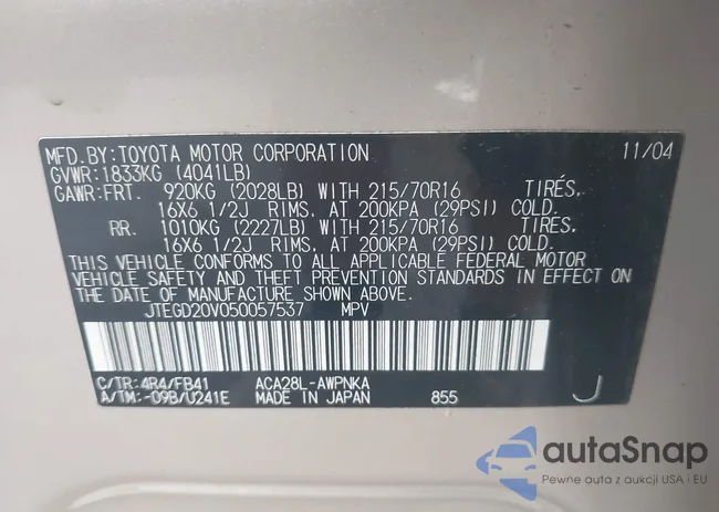 JTEGD20V050057537: 42659318