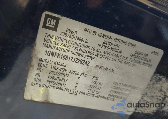 1GNFK16317J228242: 42659325