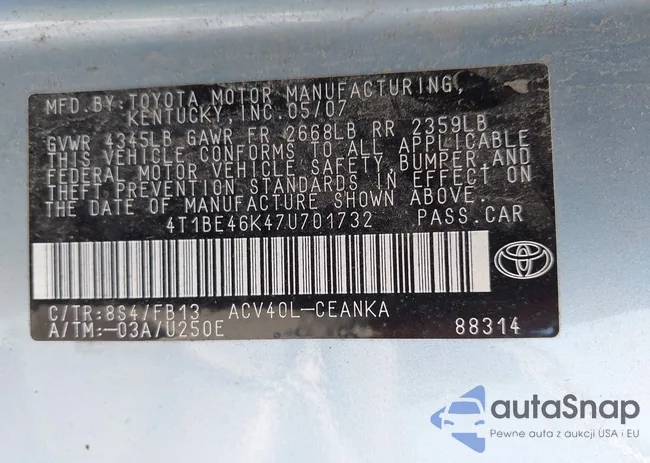 4T1BE46K47U701732: 42659487