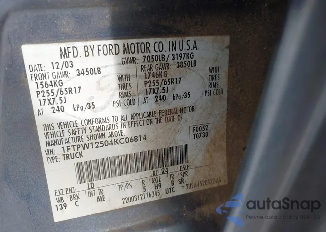 1FTPW12504KC06814: 42659507