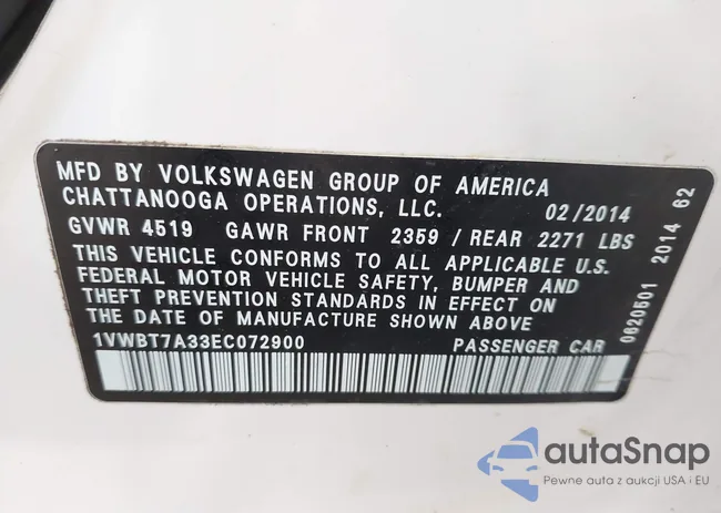 1VWBT7A33EC072900: 42659654