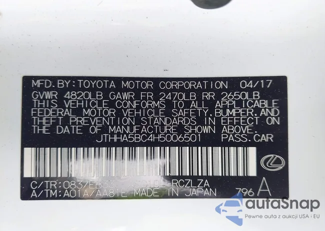 JTHHA5BC4H5006501: 42658938