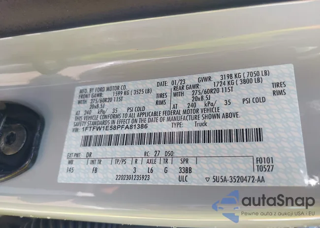 1FTFW1E58PFA81386: 42658940