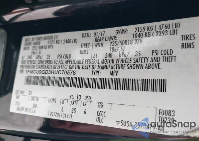 1FMCU9GD3HUC70578: 42658943