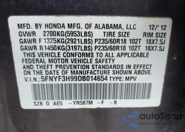 5FNYF3H99DB014654: 42658975