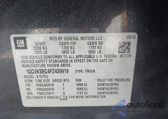 1GCVKSEC4FZ429919: 42659059