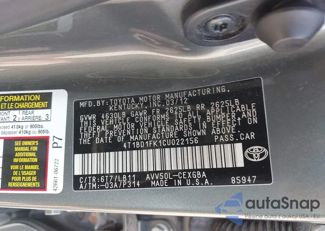 4T1BD1FK1CU022156: 42659060