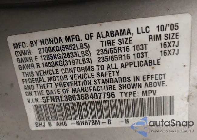 5FNRL38636B407796: 42659180