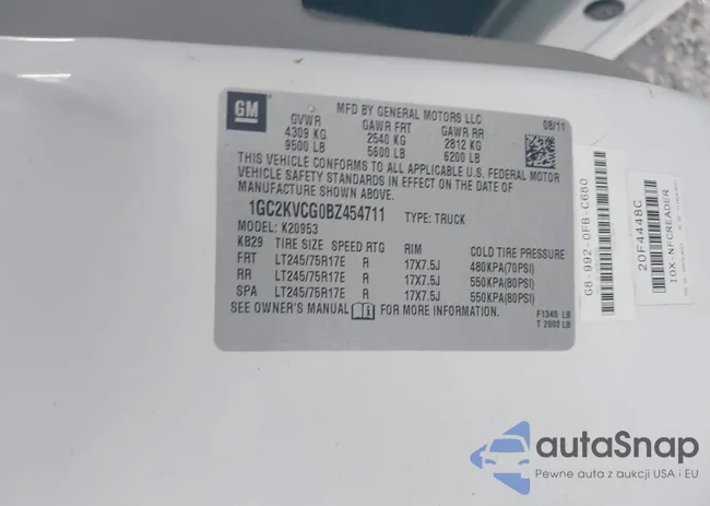 1GC2KVCG0BZ454711: 42659186