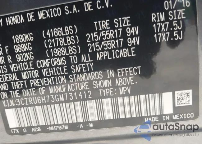 3CZRU6H73GM731412: 42659243