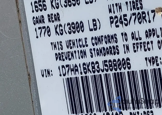 1D7HA16K83J588006: 42660313