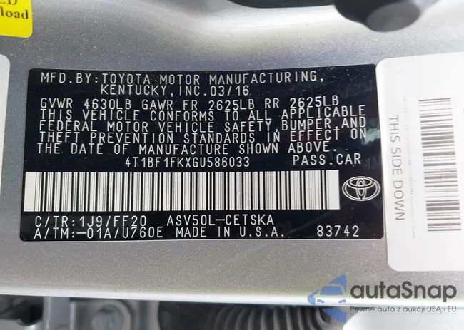 4T1BF1FKXGU586033: 42660319