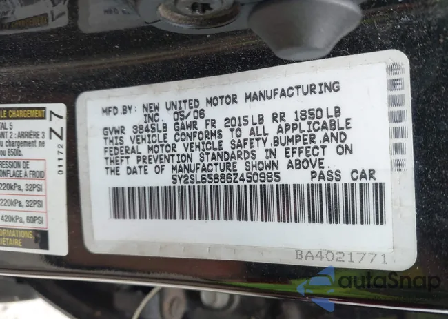 5Y2SL65886Z450985: 42660360