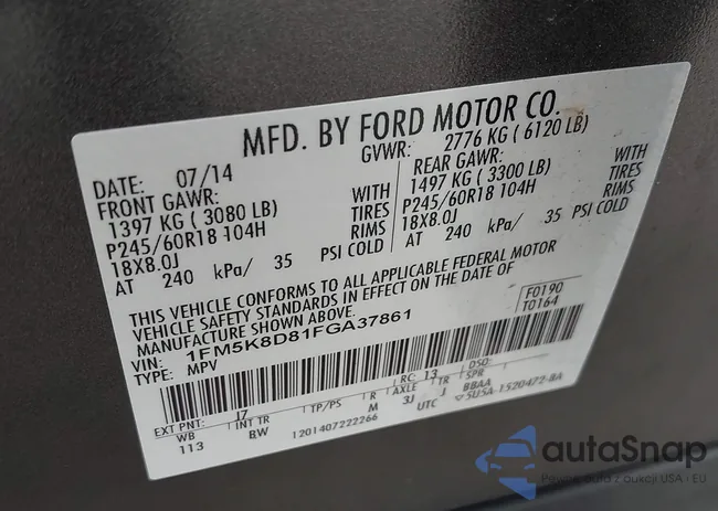 1FM5K8D81FGA37861: 42660465