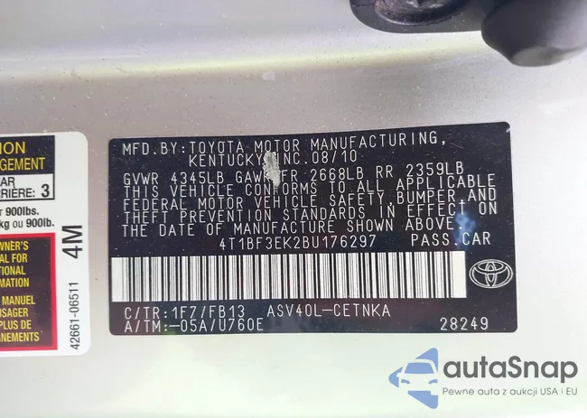 4T1BF3EK2BU176297: 42660731