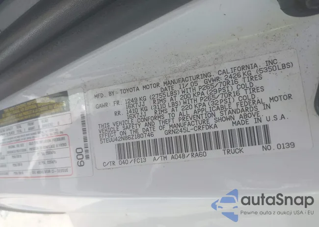 5TEUU42N86Z180746: 42660853