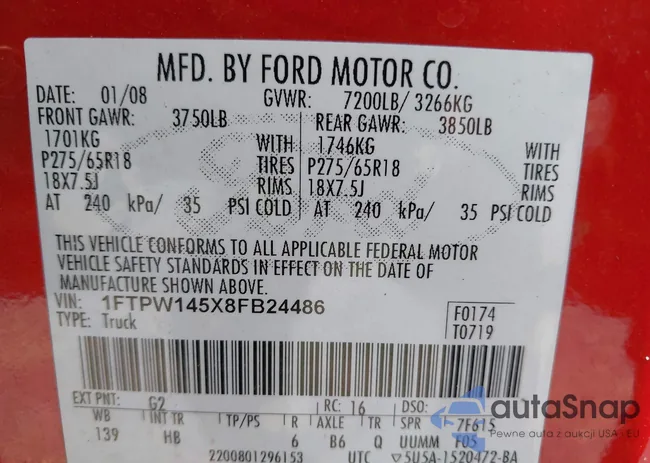 1FTPW145X8FB24486: 42660049