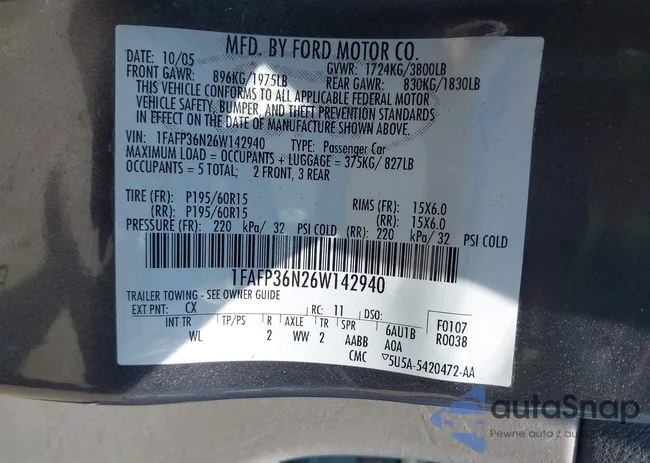 1FAFP36N26W142940: 42660208