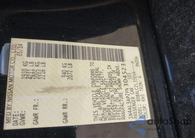 1N4AL3AP2FN304523: 42661500