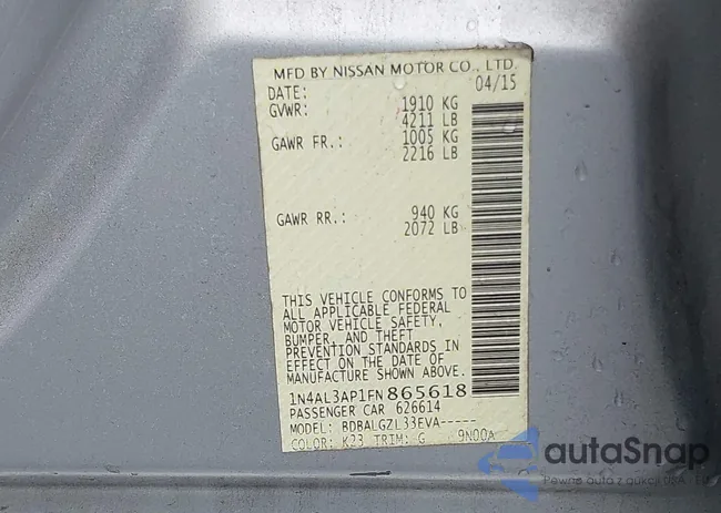 1N4AL3AP1FN865618: 42661782