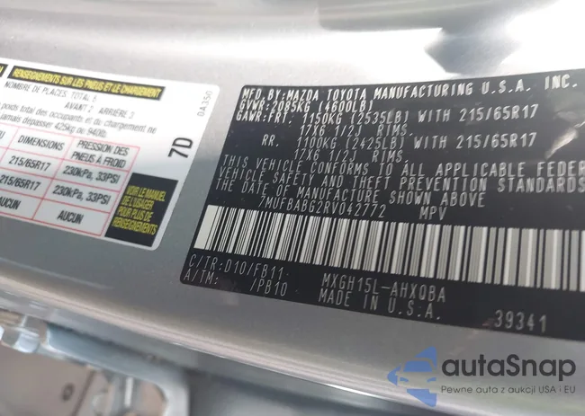 7MUFBABG2RV042772: 42660990