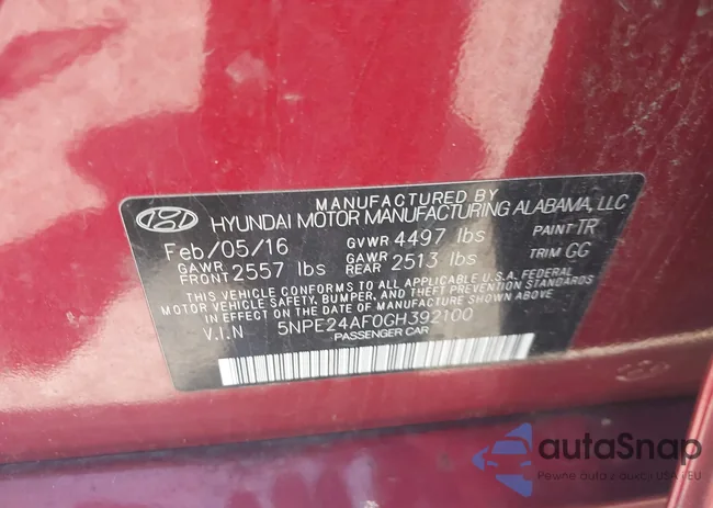 5NPE24AF0GH392100: 42662425