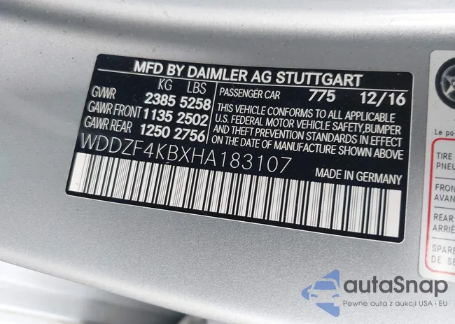 WDDZF4KBXHA183107: 42662507