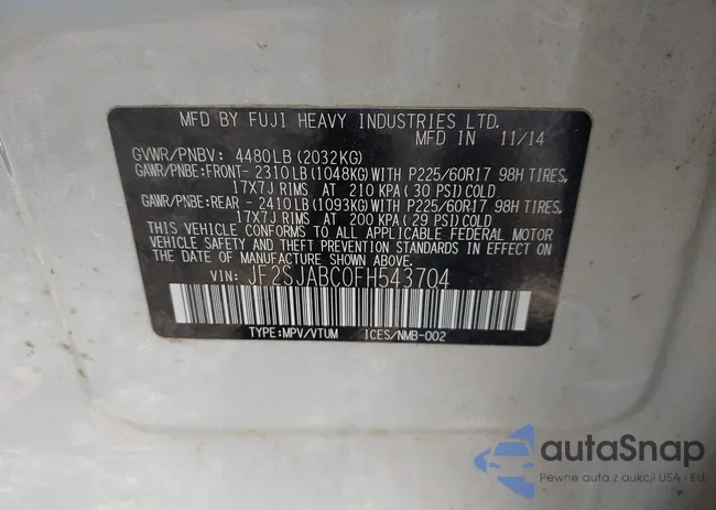 JF2SJABC0FH543704: 42662514