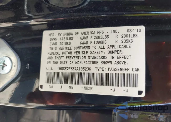 1HGCP2F85AA195236: 42662590